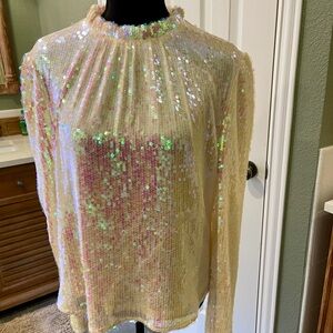 NWT Shimmering Opal Sequin Blouse
